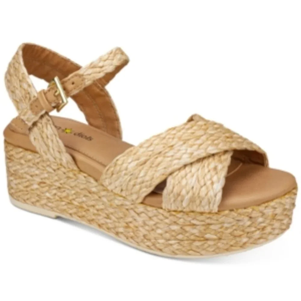 Seven Dials Virginia Espadrille Natural Beige Raffia Woven 7M NIB MSRP $65 New